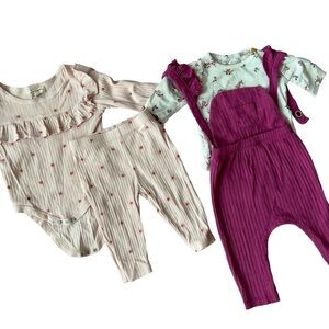 Bundle of Baby Girl Infant Sz 3-6M Matching Sets Bodysuit Pants Jumpsuit Shirt